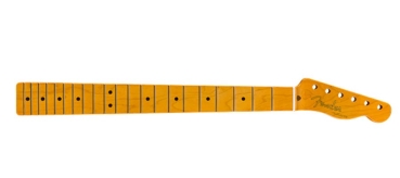 Fender 50s Telecaster neck, 21 vintage frets,7.25 radius maple fingerboard, C-profile, amber lacquered