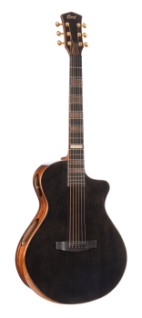 CORT Westerngitarre, Modern Black, Trans Black Gloss, Preamp, Koffer