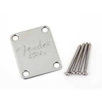 4-Bolt American Series Bass Neck Plate with "Fender® Corona" Stamp (Chrome)