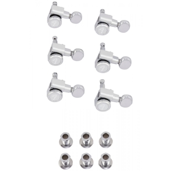 Fender® Staggered Locking Tuners with Vintage-Style Buttons Polished Chrome 6-pack