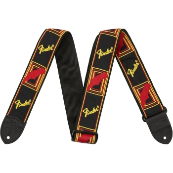 Fender® 2" Monogrammed Strap Black/Yellow/Red