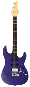 FGN E-Gitarre, J-Standard Odyssey DU, Transparent Purple Flat, Tasche