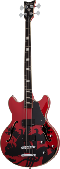 SCHECTER Bassgitarre, Signature Simon Gallup Corsair Bass, Red/Black