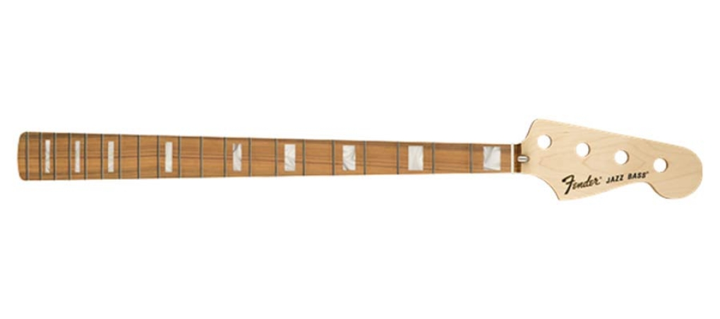 Fender 70s Jazz Bass neck, 20 medium jumbo frets, block inlay, 7,25 radius pau ferro fingerboard, C-sha