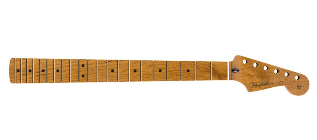 Fender roasted maple Stratocaster neck, 21 narrow tall frets, 9.5 radius maple, C shape, MIM