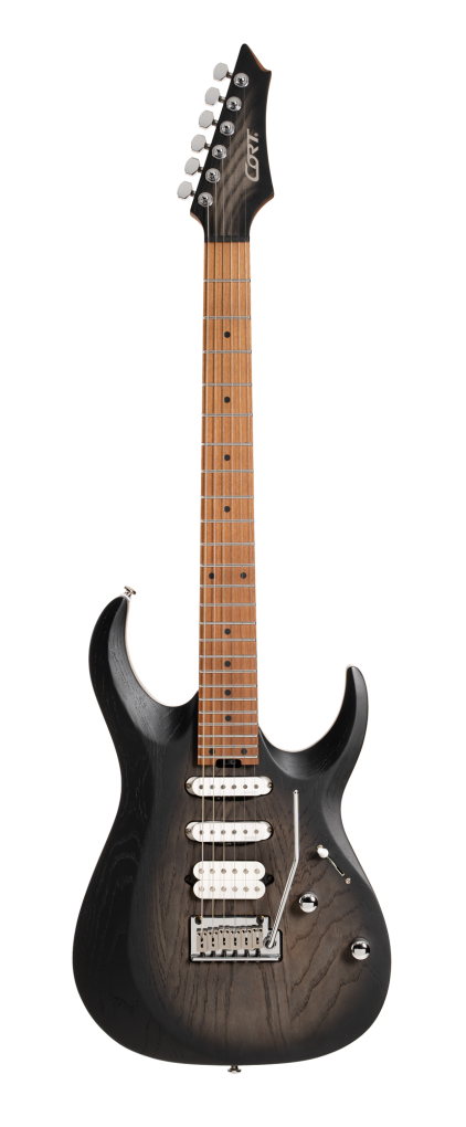 CORT E-Gitarre, X-700 Triality, Open Pore Black Burst, Tasche