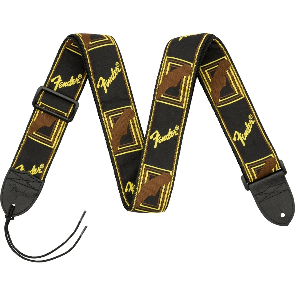 Fender® 2" Monogrammed Strap Black/Yellow/Brown