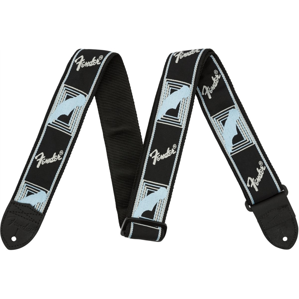 Fender® 2" Monogrammed Strap Black/Light Grey/Blue