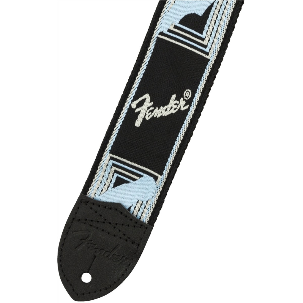 Fender® 2" Monogrammed Strap Black/Light Grey/Blue