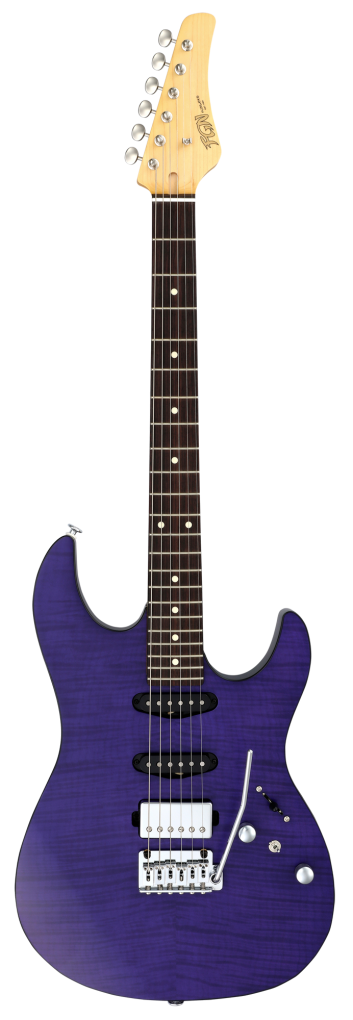 FGN E-Gitarre, J-Standard Odyssey DU, Transparent Purple Flat, Tasche