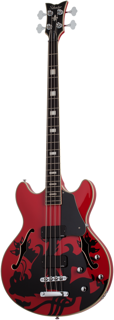 SCHECTER Bassgitarre, Signature Simon Gallup Corsair Bass, Red/Black