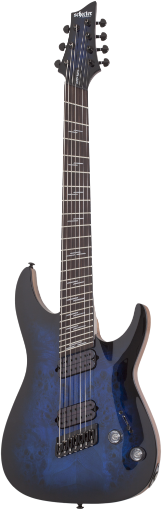 SCHECTER E-Gitarre, Omen Elite 7, MultiScale, See Thru Blue Burst