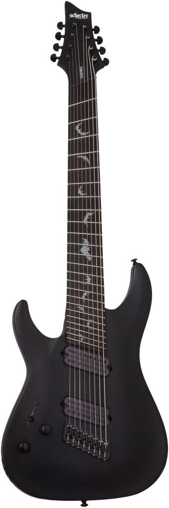 SCHECTER E-Gitarre, Damien 8, MultiScale, Satin Black, Linkshänder