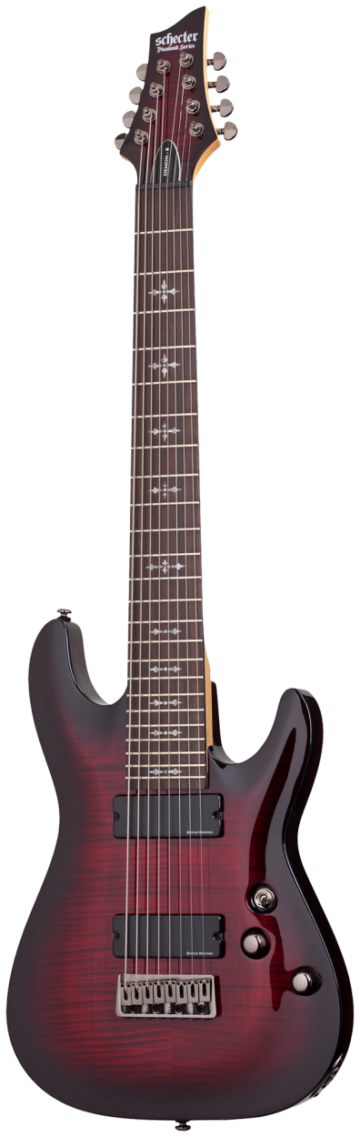 SCHECTER E-Gitarre, Demon 8, Crimson Red Burst